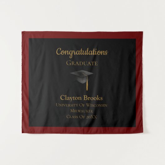 Herzlichen Glückwunsch zum Abschluss mit Cap Wandteppich (Vorderseite (Horizontal))