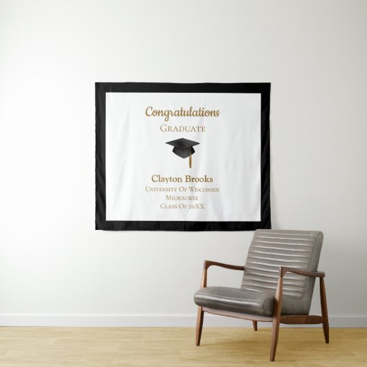 Herzlichen Glückwunsch zum Abschluss mit Cap Wandteppich (Beispiel (Horizontal))