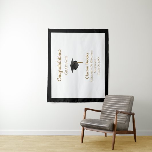 Herzlichen Glückwunsch zum Abschluss mit Cap Wandteppich (Beispiel)