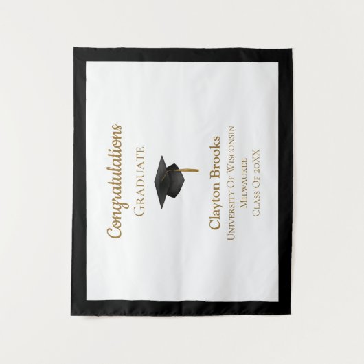 Herzlichen Glückwunsch zum Abschluss mit Cap Wandteppich (Vorderseite)