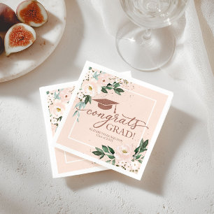 Herzlichen Glückwunsch zum Abschluss Pink Blush Fl Serviette