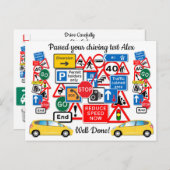 Herzlichen Glückwunsch zum Autofahren! Postkarte (Vorne/Hinten)