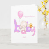 Herzlichen Glückwunsch zum Baby Mädchen Karte (Gelbe Blume)