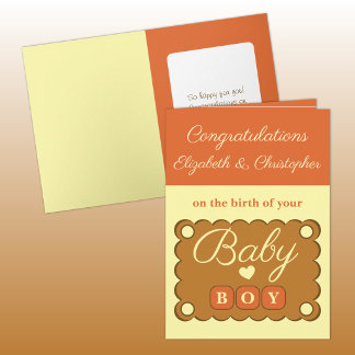 Herzlichen Glückwunsch zum Babyjungen orange gelb Karte