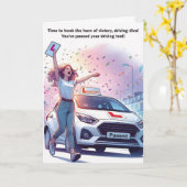 Herzlichen Glückwunsch zum Bestehen des Fahrtests Karte (Gelbe Blume)