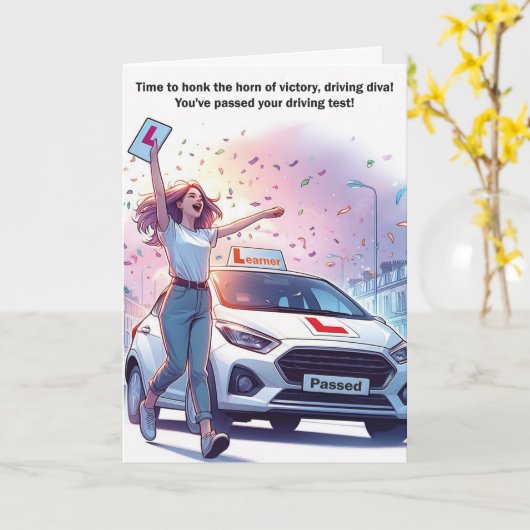 Herzlichen Glückwunsch zum Bestehen des Fahrtests  Karte (Gelbe Blume)