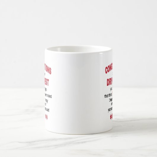 Herzlichen Glückwunsch zum Bestehen Ihres Fahrtest Kaffeetasse (Mittel)