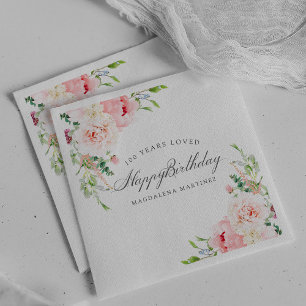 Herzlichen Glückwunsch zum Geburtstag 100. Pink Fl Serviette