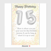 Herzlichen Glückwunsch zum Geburtstag, 15 Jahre al Aufkleber (Blatt)