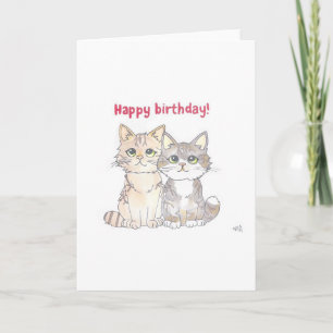 Herzlichen Glückwunsch zum Geburtstag - 2 Katzen K Dankeskarte
