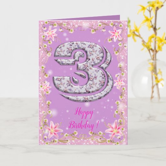 Herzlichen Glückwunsch zum Geburtstag 3 Karte (Gelbe Blume)