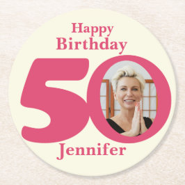 Herzlichen Glückwunsch zum Geburtstag 50 Untersetz Runder Pappuntersetzer