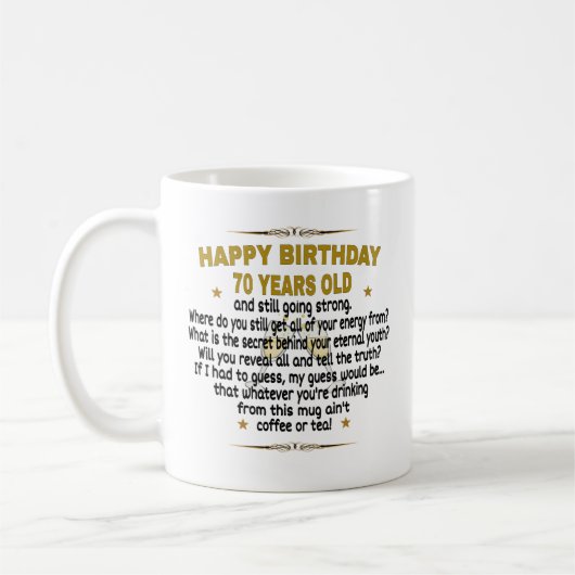 Herzlichen Glückwunsch zum Geburtstag, 70 Jahre a Kaffeetasse (Links)