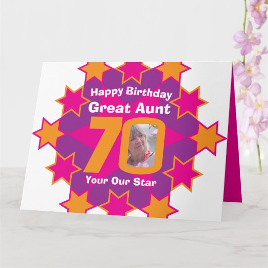 Herzlichen Glückwunsch zum Geburtstag 70 Rosa Star Karte (Orchidee)