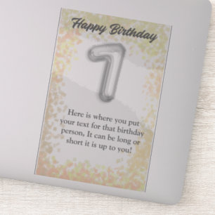 Herzlichen Glückwunsch zum Geburtstag 7 Jahre alte Aufkleber