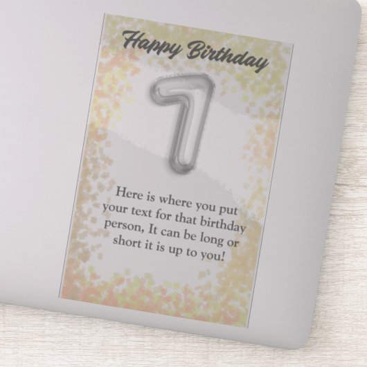 Herzlichen Glückwunsch zum Geburtstag 7 Jahre alte Aufkleber (Detail)