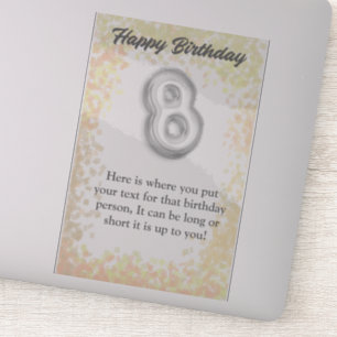 Herzlichen Glückwunsch zum Geburtstag 8 Jahre alte Aufkleber