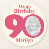 Herzlichen Glückwunsch zum Geburtstag, 90 Unterset Runder Pappuntersetzer (Vorderseite)