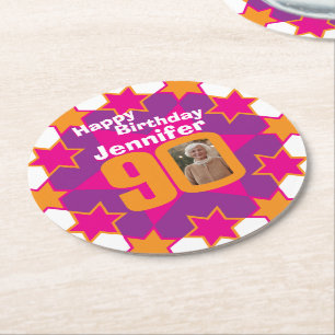 Herzlichen Glückwunsch zum Geburtstag, 90 Unterset Runder Pappuntersetzer