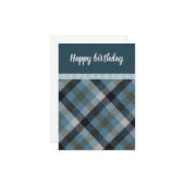 Herzlichen Glückwunsch zum Geburtstag Blue Tartan Karte (Vorderseite/Rückseite Beispiel)