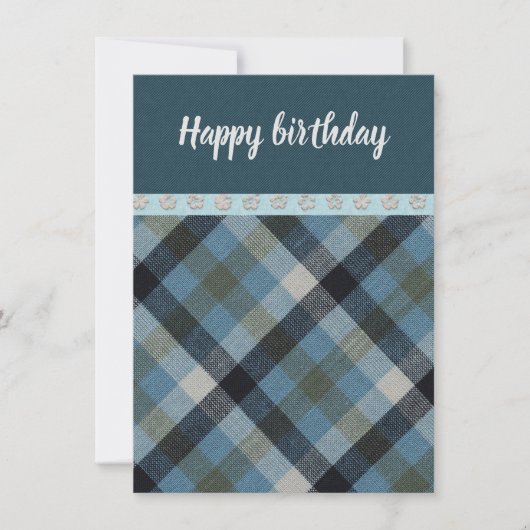 Herzlichen Glückwunsch zum Geburtstag Blue Tartan Karte (Vorderseite)
