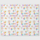 Herzlichen Glückwunsch zum Geburtstag bunten Ballo Geschenkpapier (Flach)