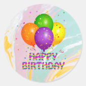 Herzlichen Glückwunsch zum Geburtstag, buntes Gebu Runder Aufkleber (Vorderseite)