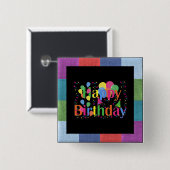 Herzlichen Glückwunsch zum Geburtstag, buntes Part Button (Vorne & Hinten)