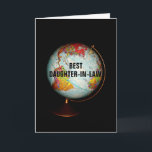 Herzlichen Glückwunsch zum Geburtstag der besten S Karte<br><div class="desc">Eine bunte antike Kugel,  fotografiert vor schwarzem Hintergrund,  ist das Thema meiner Geburtstagskarte "Happy Birthday To The Best Daughter-In-Law On Earth!". "Beste Schwiegertochter",  in schwarzem Text auf dem Gesicht der Welt,  ergänzt das vordere Bild der Karte.</div>