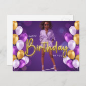 Herzlichen Glückwunsch zum Geburtstag der Melanin- Postkarte (Vorne/Hinten)
