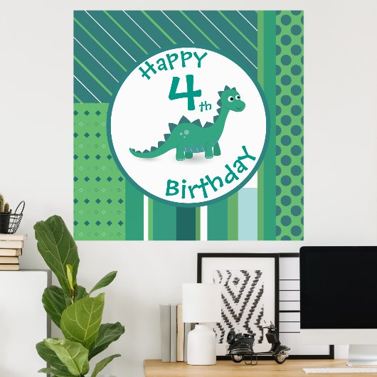 Herzlichen Glückwunsch zum Geburtstag Dinosaurier- Poster (Heimbüro)