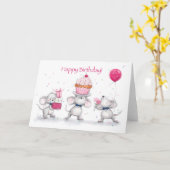 Herzlichen Glückwunsch zum Geburtstag, drei Mäuse Karte (Gelbe Blume)