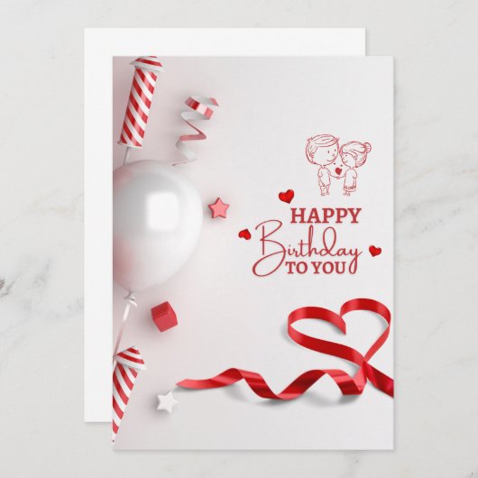 Herzlichen Glückwunsch zum Geburtstag Einladung (Vorne/Hinten)