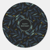 Herzlichen Glückwunsch zum Geburtstag, elegante Bl Runder Aufkleber (Vorderseite)