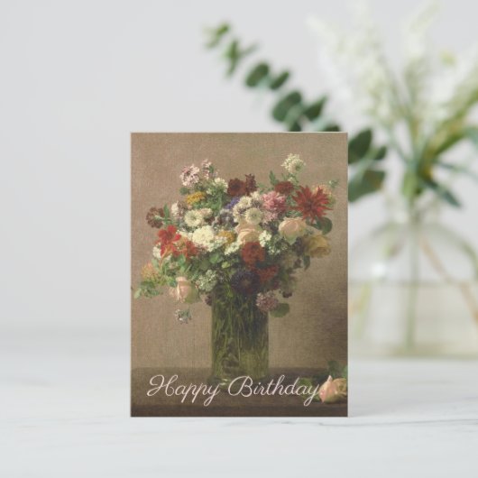 Herzlichen Glückwunsch zum Geburtstag - Floral Bou Postkarte (Stehend Vorderseite)