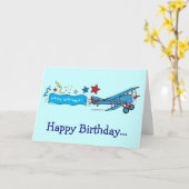 Herzlichen Glückwunsch zum Geburtstag Flugzeug von Karte (Gelbe Blume)