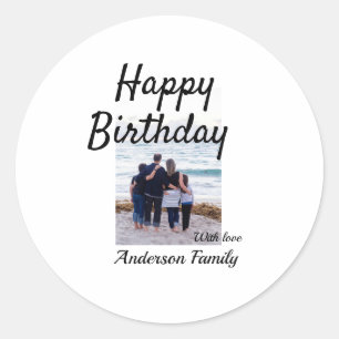 Herzlichen Glückwunsch zum Geburtstag Foto Familie Runder Aufkleber
