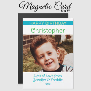 Herzlichen Glückwunsch zum Geburtstag Foto Name bl Magneteinladung