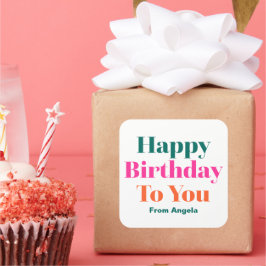 Herzlichen Glückwunsch zum Geburtstag für Sie farb Quadratischer Aufkleber