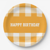Herzlichen Glückwunsch zum Geburtstag Gingham Pappteller (Vorderseite)