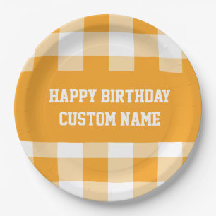 Herzlichen Glückwunsch zum Geburtstag Gingham Pappteller