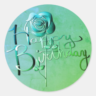 "Herzlichen Glückwunsch zum Geburtstag!" Handgesc Runder Aufkleber