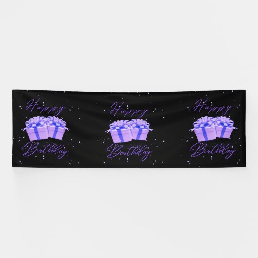 Herzlichen Glückwunsch zum Geburtstag Hübsch Lila Banner (Horizontal)