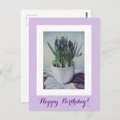 Herzlichen Glückwunsch zum Geburtstag hübsche lila Postkarte (Vorne/Hinten)