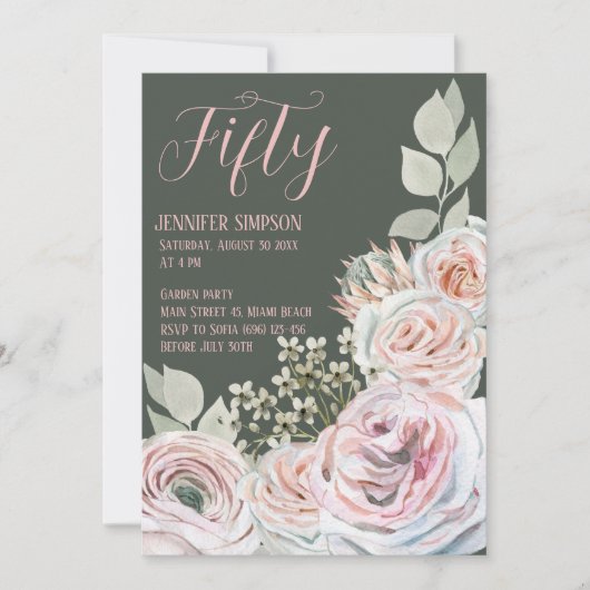 Herzlichen Glückwunsch zum Geburtstag im hellrosa  Einladung (Vorderseite)