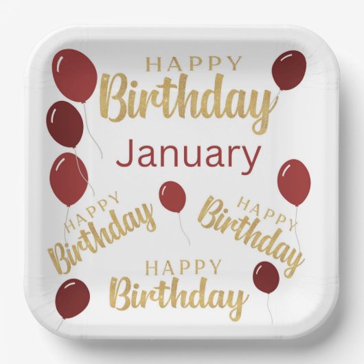 Herzlichen Glückwunsch zum Geburtstag im Januar Pappteller (Vorderseite)