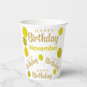 Herzlichen Glückwunsch zum Geburtstag im November  Pappbecher