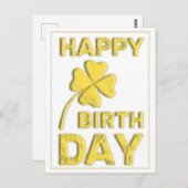 Herzlichen Glückwunsch zum Geburtstag in Gold mit Postkarte (Vorne/Hinten)