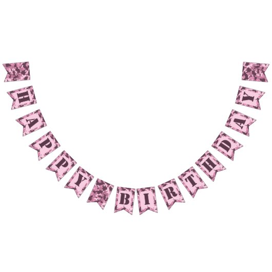Herzlichen Glückwunsch zum Geburtstag in rosa Camo Wimpelkette (Alle)