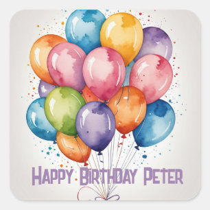 Herzlichen Glückwunsch zum Geburtstag individuelle Quadratischer Aufkleber
